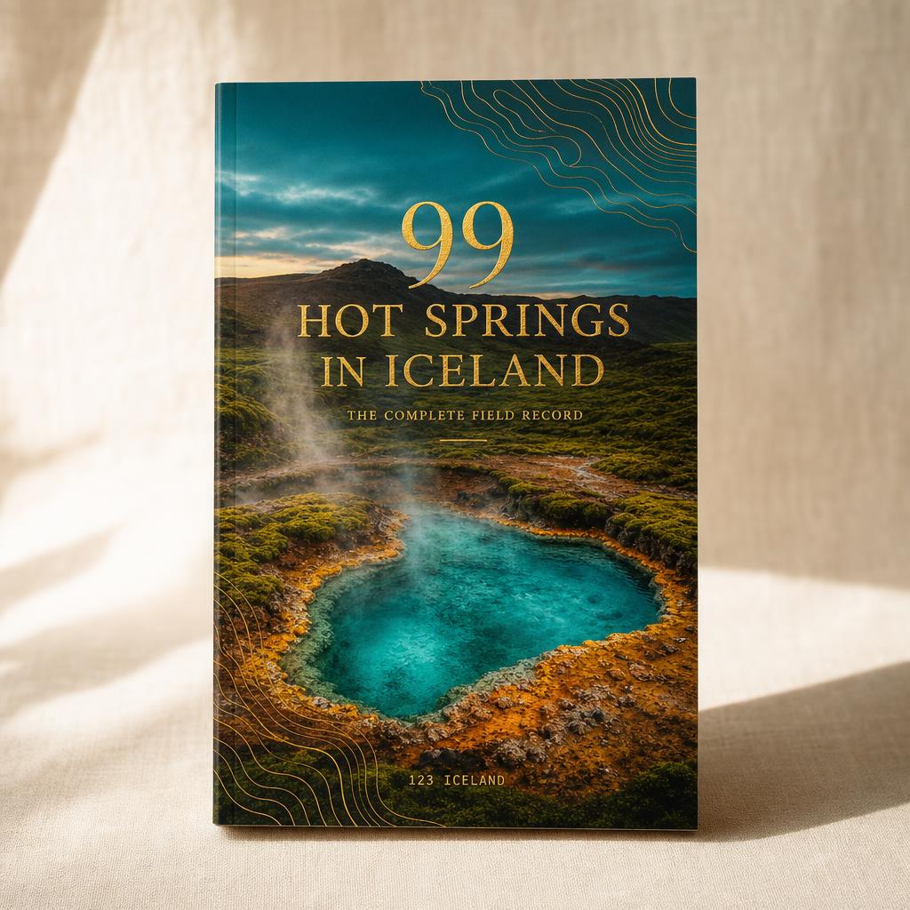 Cover mockup of the hardcover 99 Hot Springs in Iceland field record